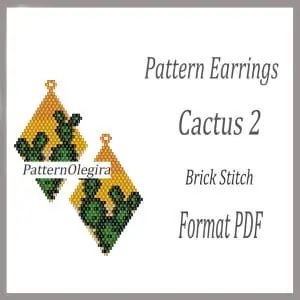 Cactus 2 Earrings pattern Cactus bead pattern Beading earrings pattern Olegirabeadpatterns