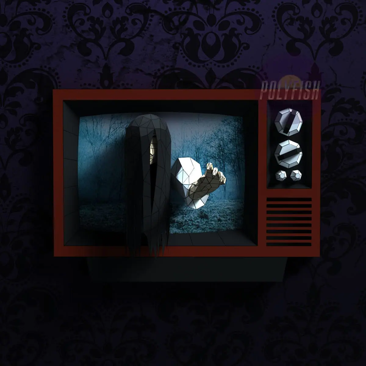 DIY Ring (Ringu, リング, Sadako (Samara)+TV) template Papercraft PDF