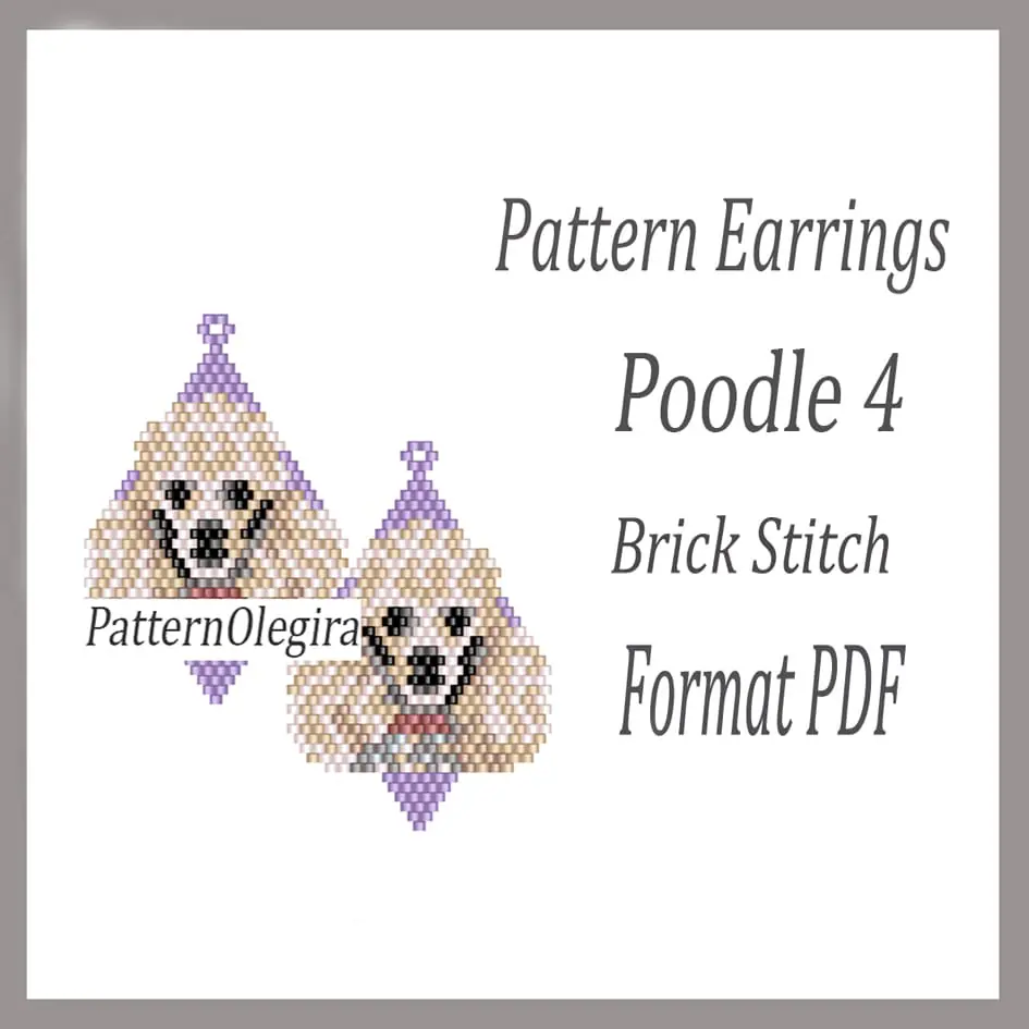 POODLE 4 Earrings beading pattern PDF Brick stitch pattern