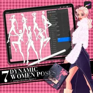 Procreate stamp brush, set of female figure Dynamic