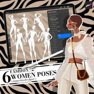 Procreate stamp brush, set of female figure Fashion 2