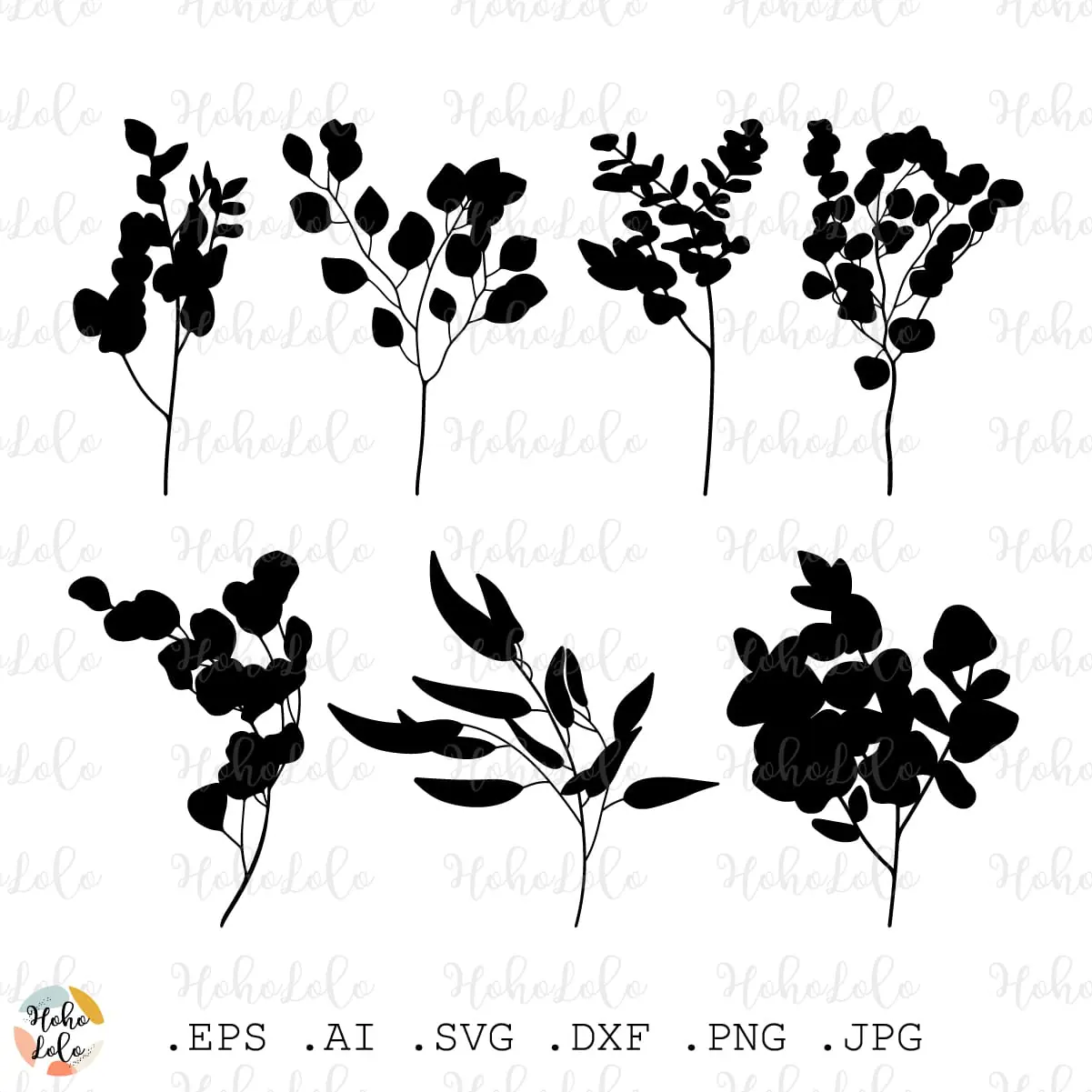 Eucalyptus Svg Silhouette Leaves Cricut Stencil Templates Dxf