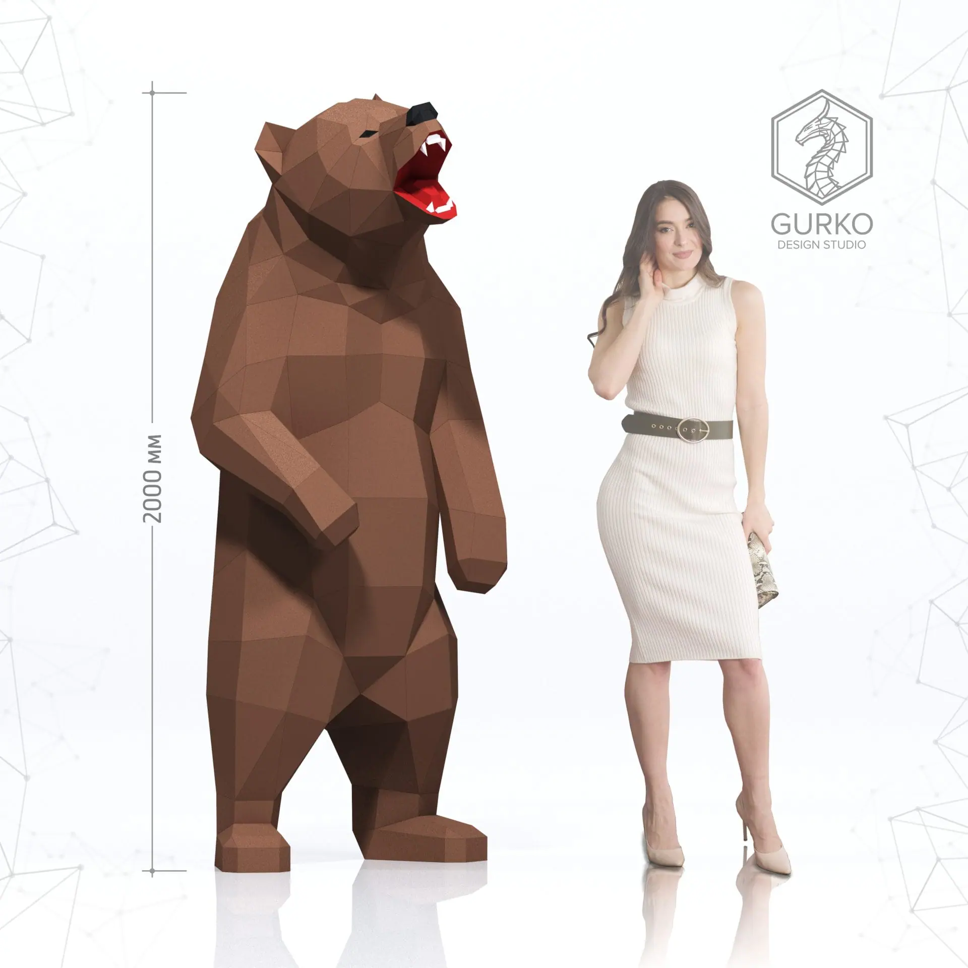 Angry Bear Papercraft, Pdf, Gurko, Pepakura, Low Poly, Template