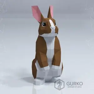 Standing Rabbit Papercraft, Pdf, Gurko, Pepakura, Template, DIY