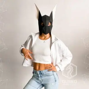 Futuristic Rabbit Mask Papercraft, Pdf, Gurko, Pepakura, Template