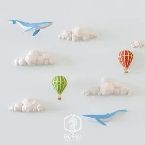 Papercraft Clouds With Whales And Hot Air Balloons, Pdf, Gurko