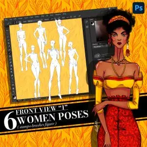 Photoshop stamp brush, set of female figure Front View 1