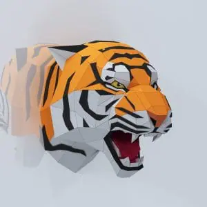Angry Tiger Head Papercraft, Pdf, Gurko, Pepakura, Template, DIY