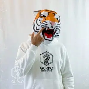 Angry Tiger Mask Papercraft Template, Pdf Pattern, Gurko