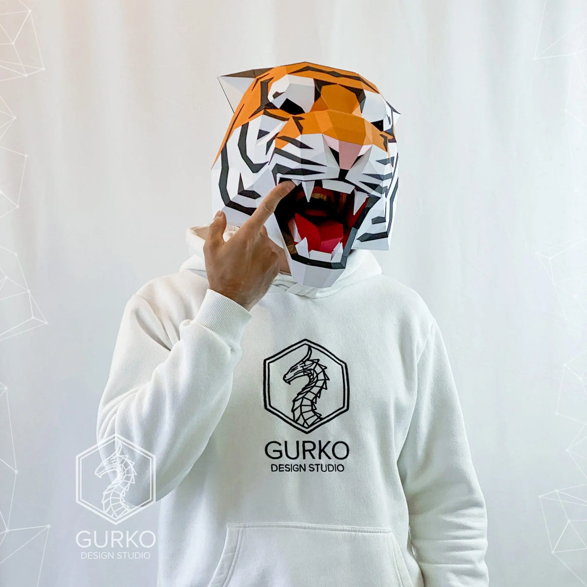 Angry Tiger Mask Papercraft Template, Pdf Pattern, Gurko