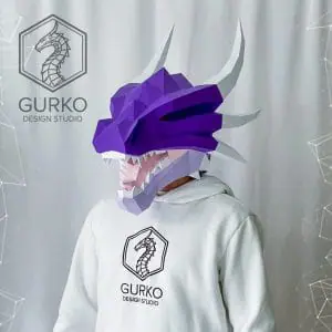 Dragon Mask Papercraft Template, Pdf Pattern, Gurko, Pepakura