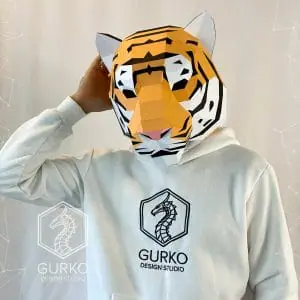 Tiger Mask Papercraft, Pdf, Gurko, Pepakura, Low Poly, DIY Craft