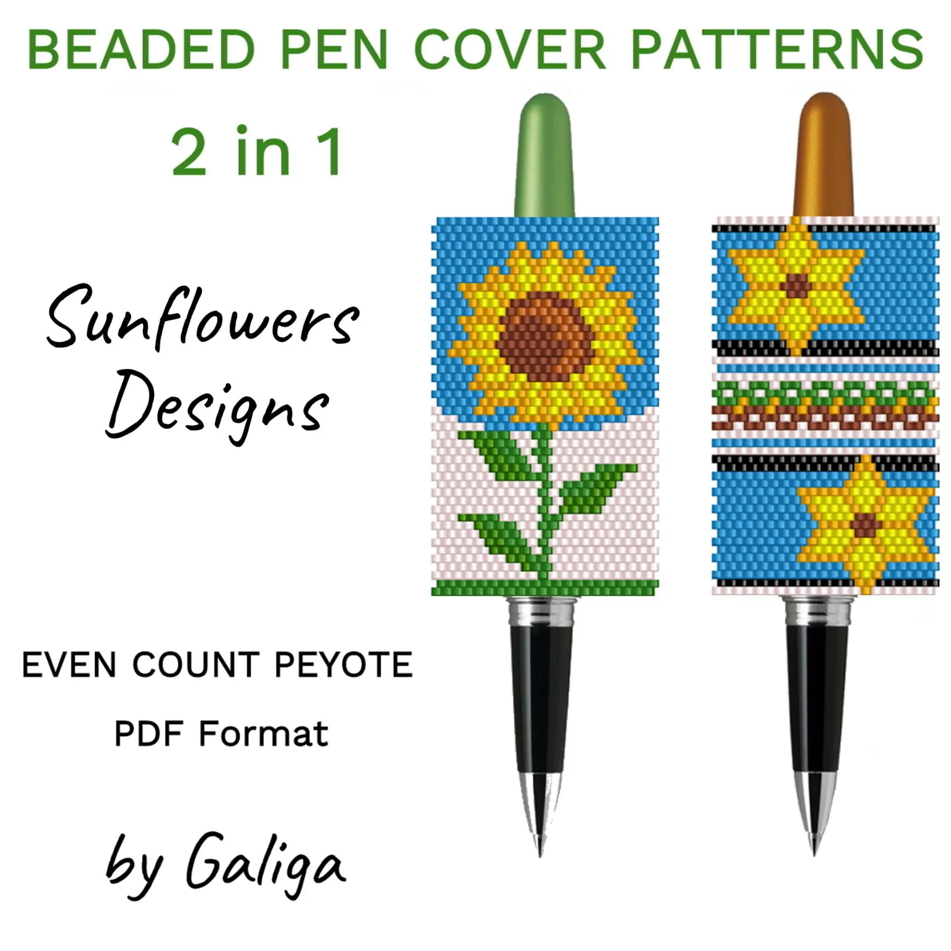Sunflowers Bead Pen Wraps Designs Pen Cover Patterns Beaded DIY