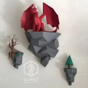 Papercraft Flying Island. Seated Dragon, Pdf, Gurko, Pepakura