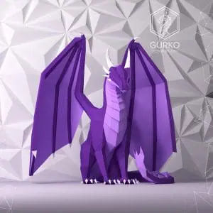 Seated Dragon Papercraft, Pdf, Gurko, Pepakura, Low Poly, DIY