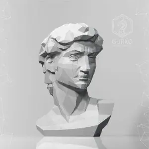 Bust of David (750 mm) Papercraft, Pdf, Gurko, Pepakura, DIY, 3D