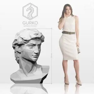 Bust of David (1200 mm) Papercraft, Pdf, Gurko, Pepakura, DIY