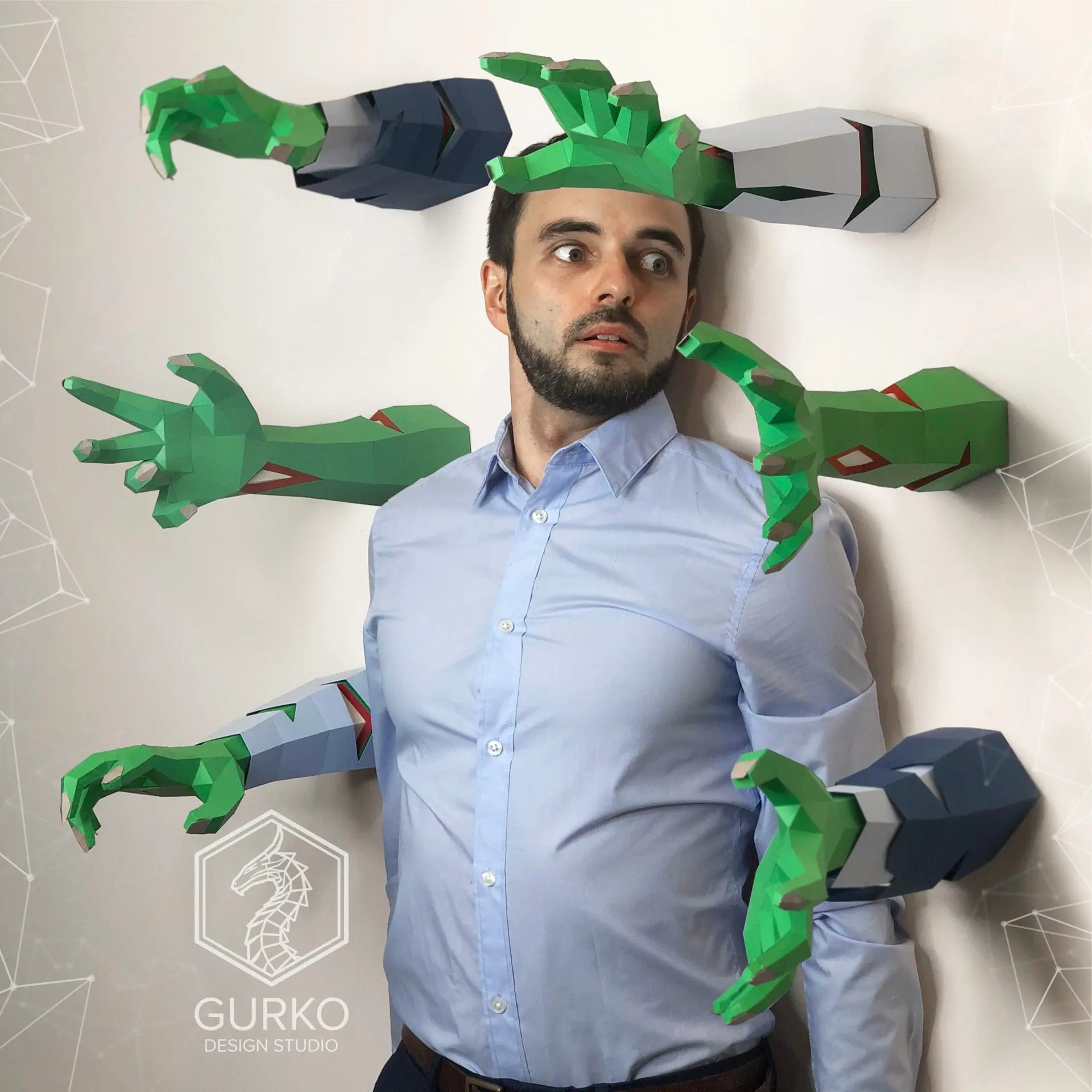 Zombie Hands Papercraft, Pdf, Gurko, Pepakura, Low Poly, DIY, 3D