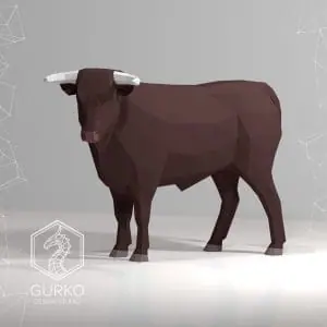 Full Length Bull Papercraft, Pdf, Gurko, Pepakura, Low Poly, DIY