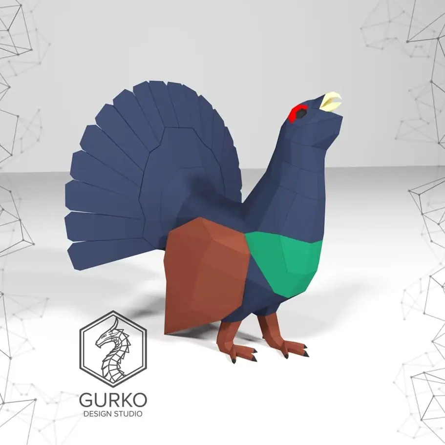 Wood Grouse Papercraft, Pdf, Gurko, Pepakura, Low Poly, Template