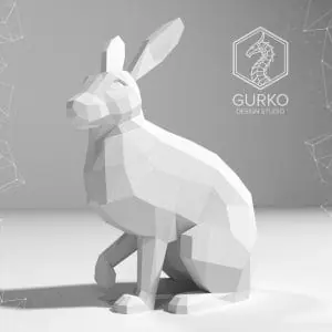 Hare Papercraft, Pdf, Gurko, Pepakura, Low Poly, DIY Craft, 3D