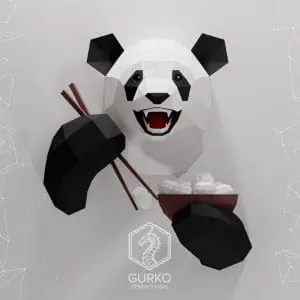 Funny Panda Papercraft, Pdf, Gurko, Pepakura, Low Poly, DIY Craft