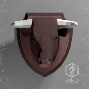 Bull Head Papercraft, Pdf, Gurko, Pepakura, Low Poly, DIY Craft