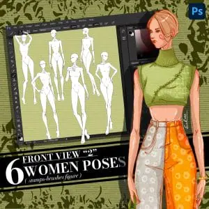 Photoshop stamp brush, set of female figure Front View 2