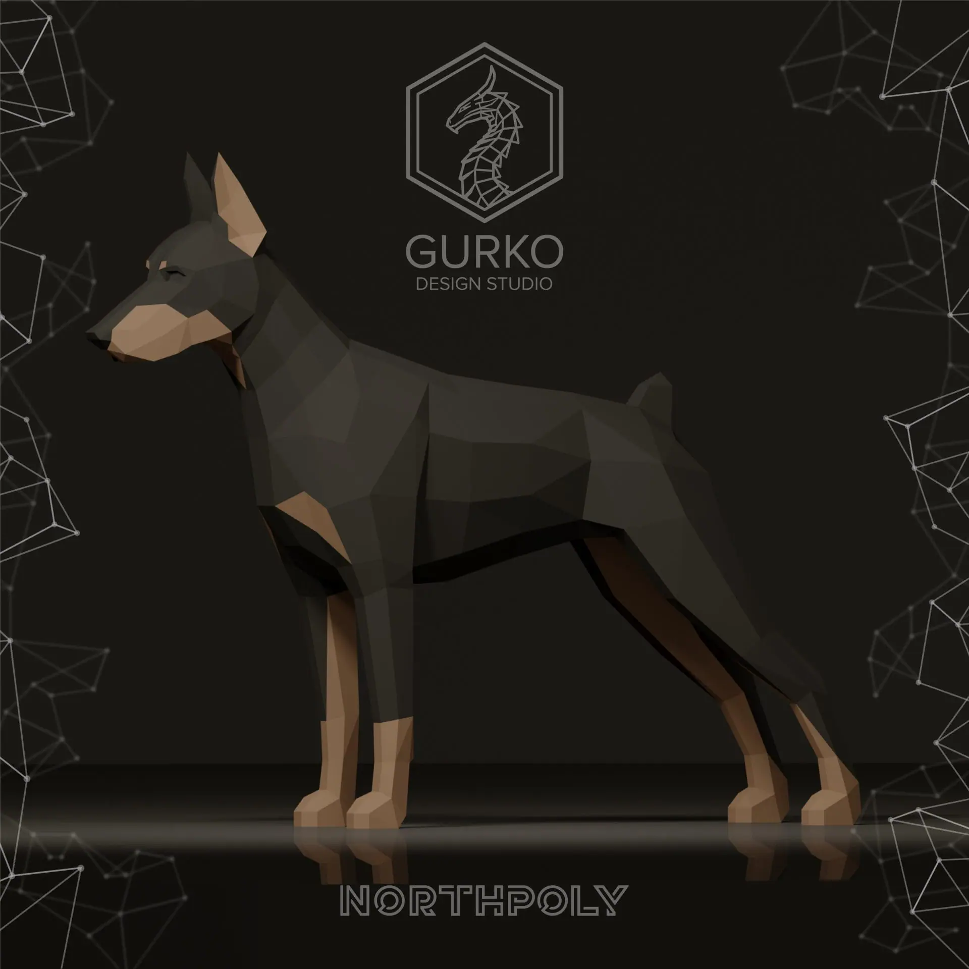 Doberman Papercraft, Dog, Pdf, Gurko, Pepakura, Low Poly, DIY 7 Doberman Papercraft, Dog, Pdf, Gurko, Pepakura, Low Poly, DIY - Image 7