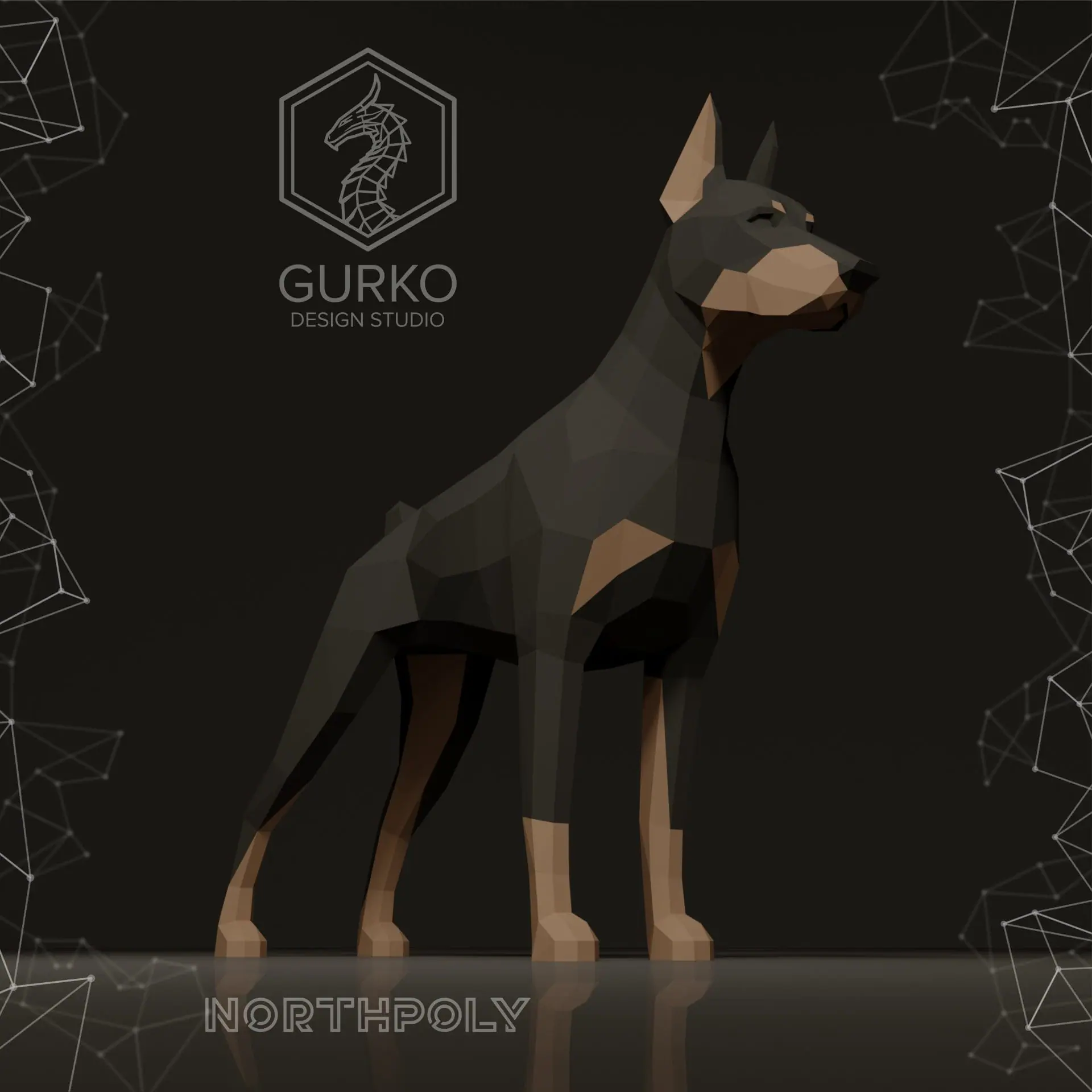 Doberman Papercraft, Dog, Pdf, Gurko, Pepakura, Low Poly, DIY 6 Doberman Papercraft, Dog, Pdf, Gurko, Pepakura, Low Poly, DIY - Image 6