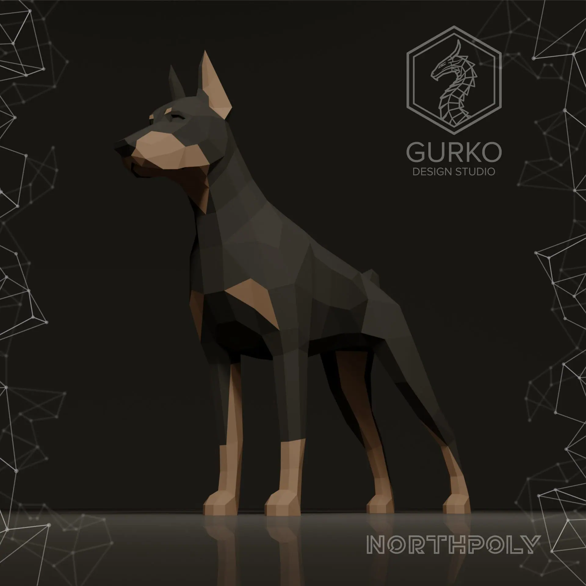Doberman Papercraft, Dog, Pdf, Gurko, Pepakura, Low Poly, DIY 5 Doberman Papercraft, Dog, Pdf, Gurko, Pepakura, Low Poly, DIY - Image 5