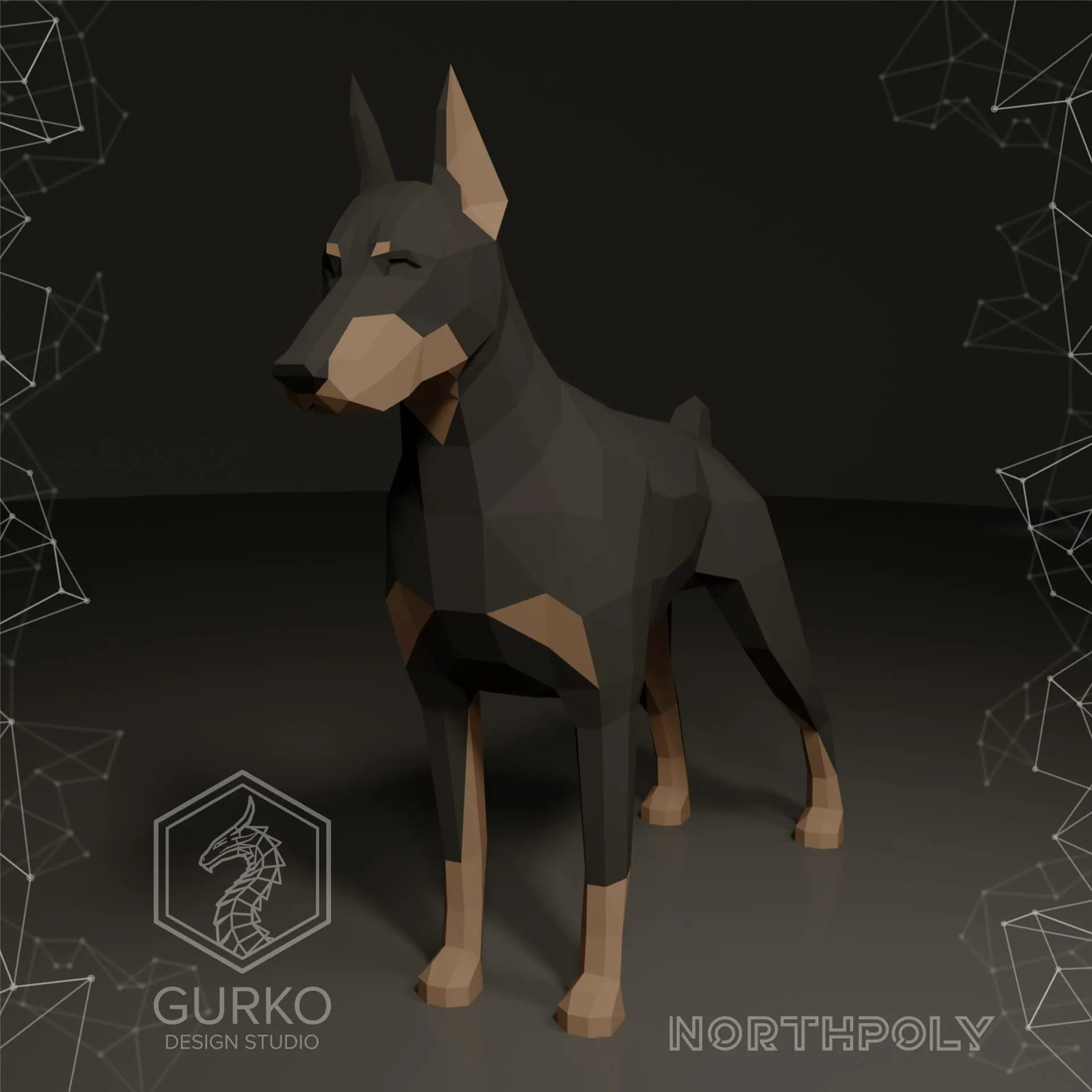 Doberman Papercraft, Dog, Pdf, Gurko, Pepakura, Low Poly, DIY 4 Doberman Papercraft, Dog, Pdf, Gurko, Pepakura, Low Poly, DIY - Image 4