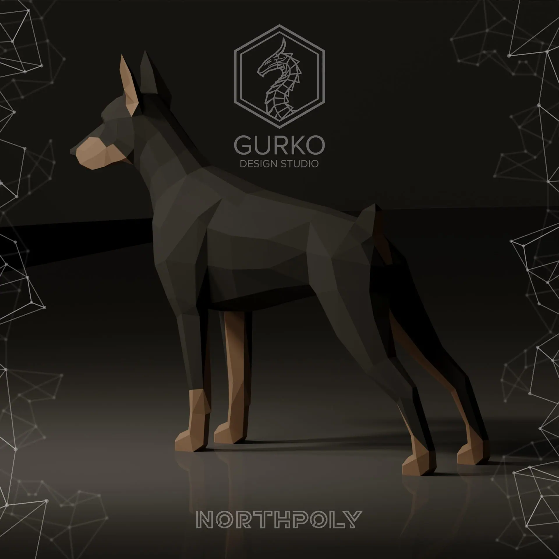 Doberman Papercraft, Dog, Pdf, Gurko, Pepakura, Low Poly, DIY 3 Doberman Papercraft, Dog, Pdf, Gurko, Pepakura, Low Poly, DIY - Image 3