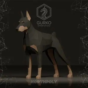 Doberman Papercraft, Dog, Pdf, Gurko, Pepakura, Low Poly, DIY