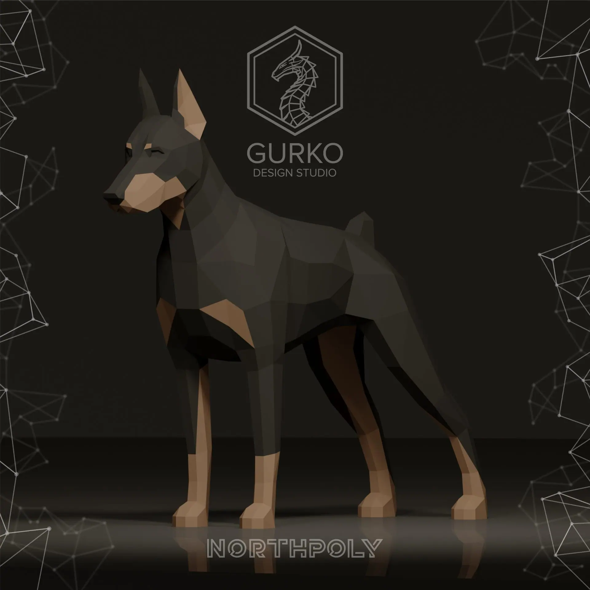 Doberman Papercraft, Dog, Pdf, Gurko, Pepakura, Low Poly, DIY 1 Doberman Papercraft, Dog, Pdf, Gurko, Pepakura, Low Poly, DIY
