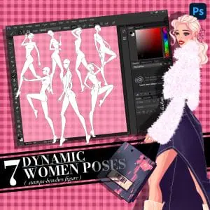 Photoshop stamp brush, set of female figure Dynamic