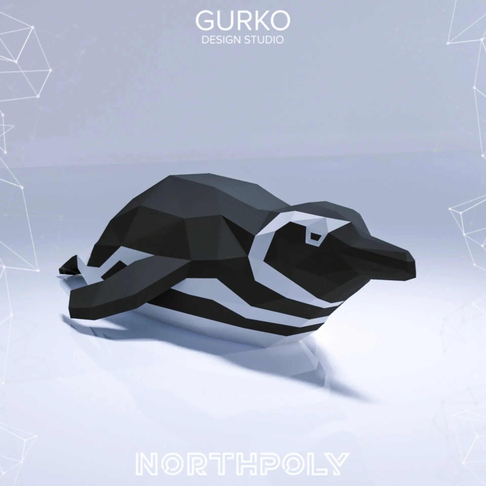 Lying Magellanic Penguin Papercraft, Pdf, Gurko, Pepakura, DIY