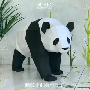 Walking Panda Papercraft, Pdf, Gurko, Pepakura, Low Poly, DIY