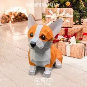 Papercraft Corgi Puppy, Pdf, Gurko, Pepakura, Low Poly, DIY Craft