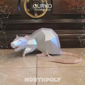 Angry Rat Papercraft, Pdf, Gurko, Low Poly, DIY Craft, 3D Art