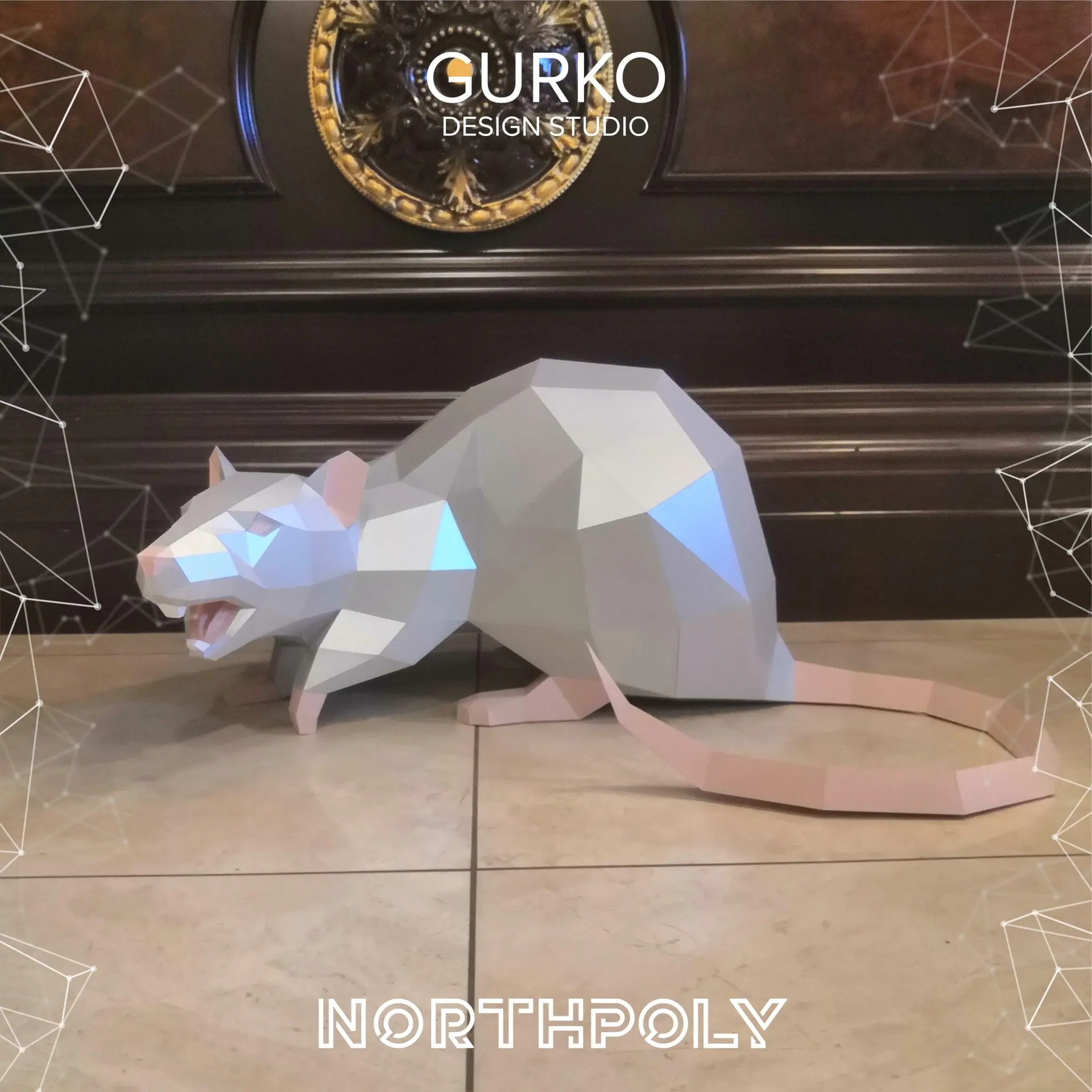 Angry Rat Papercraft, Pdf, Gurko, Low Poly, DIY Craft, 3D Art