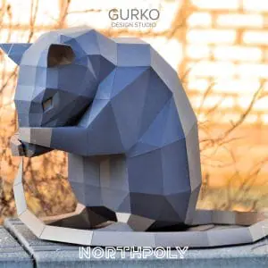 Papercraft Rat Covers His Face, Pdf, Gurko, Low Poly, DIY Craft