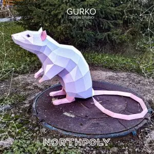 Papercraft Rat On Hind Legs, Pdf, Gurko, Low Poly, DIY Craft, 3D