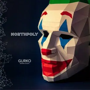 Clown Mask Papercraft, Pdf, Gurko, Low Poly, DIY Craft, Template