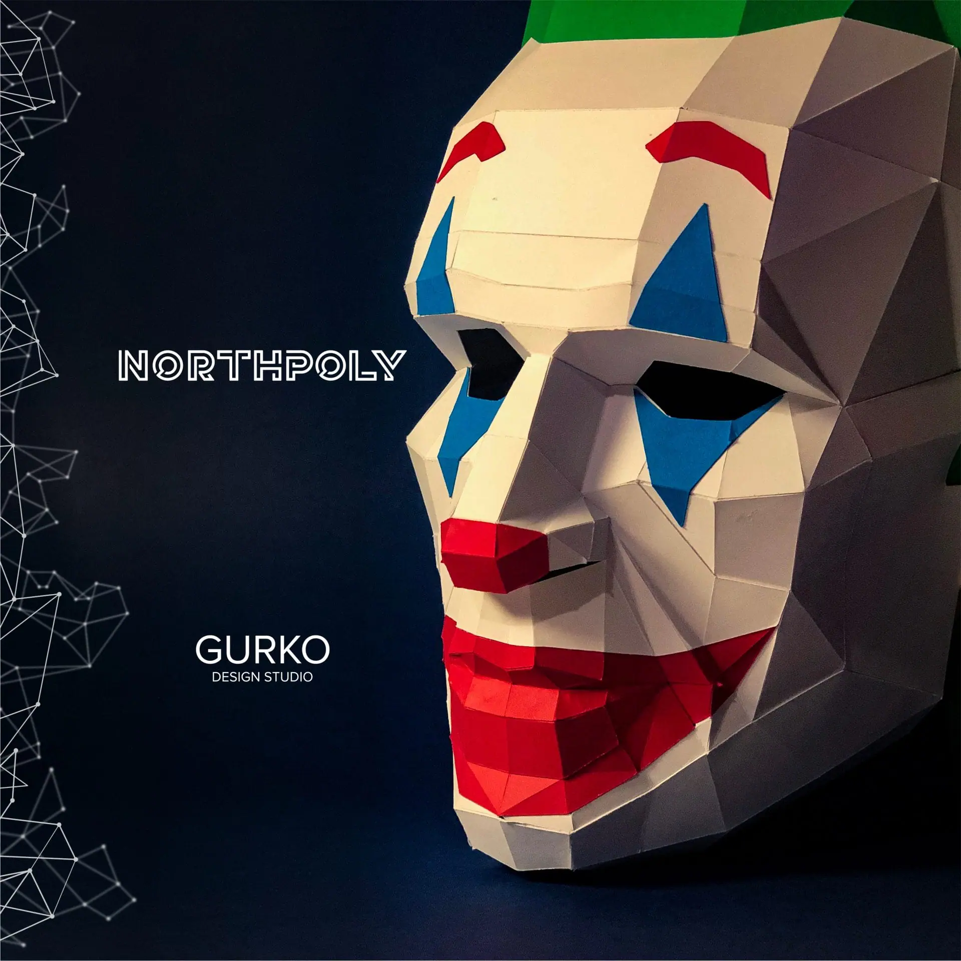 Clown Mask Papercraft, Pdf, Gurko, Low Poly, DIY Craft, Template
