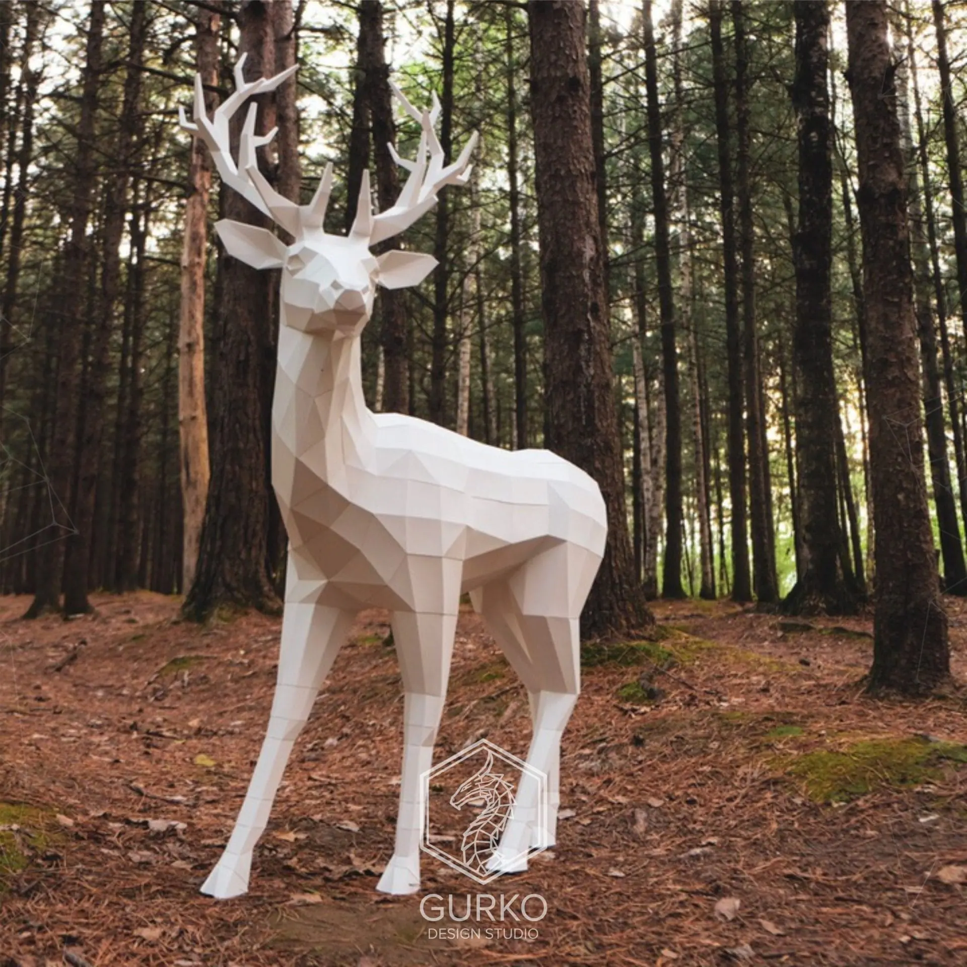Papercraft Deer 1500mm, Pdf, Gurko, Pepakura, Low Poly, Template 2 Papercraft Deer 1500mm, Pdf, Gurko, Pepakura, Low Poly, Template - Image 2