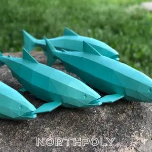 Papercraft Salmon 4 pieces, Fish, Pdf, Gurko, Pepakura, Low Poly