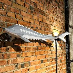 Sturgeon Papercraft, Fish, Pdf, Gurko, Pepakura, Low Poly, DIY