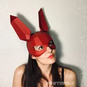 Rabbit Mask Papercraft, Hare Mask, Pdf, Gurko, Low Poly, DIY