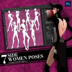 Photoshop stamp brush, set of female figure Side